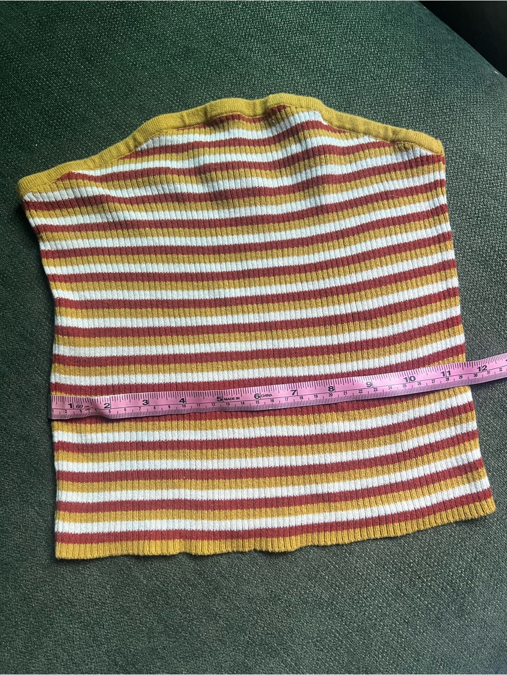 Striped Knit Tube Top - Mustard, White & Rust
